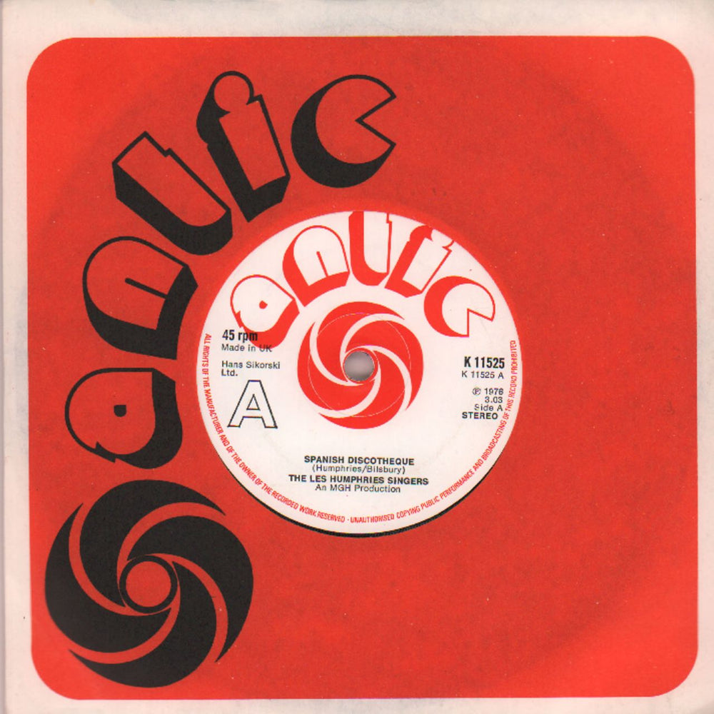 The Les Humphries Singers Spanish Discotheque UK 7" vinyl single (7 inch record / 45) K11525