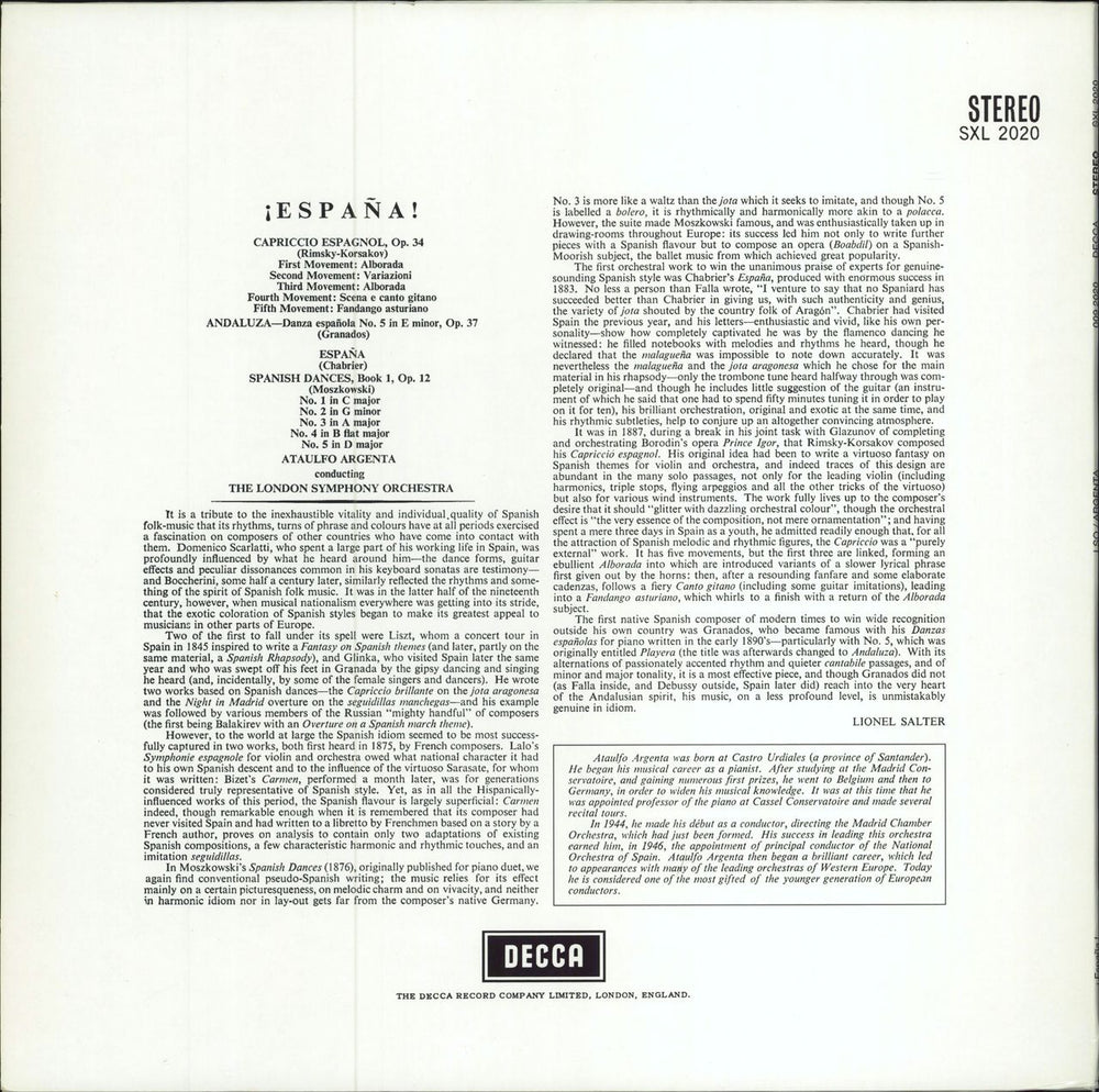 The London Symphony Orchestra España - 180gm UK vinyl LP album (LP record)
