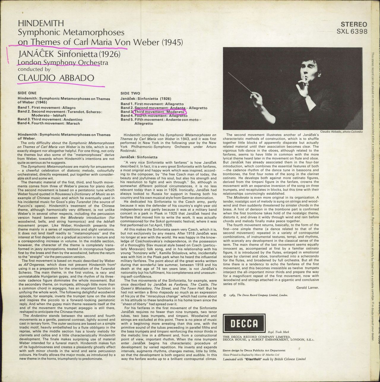 The London Symphony Orchestra Hindemith: Symphonic Metamorphoses On Themes Of Weber / Janácek: Sinfonietta - 1st UK vinyl LP album (LP record)