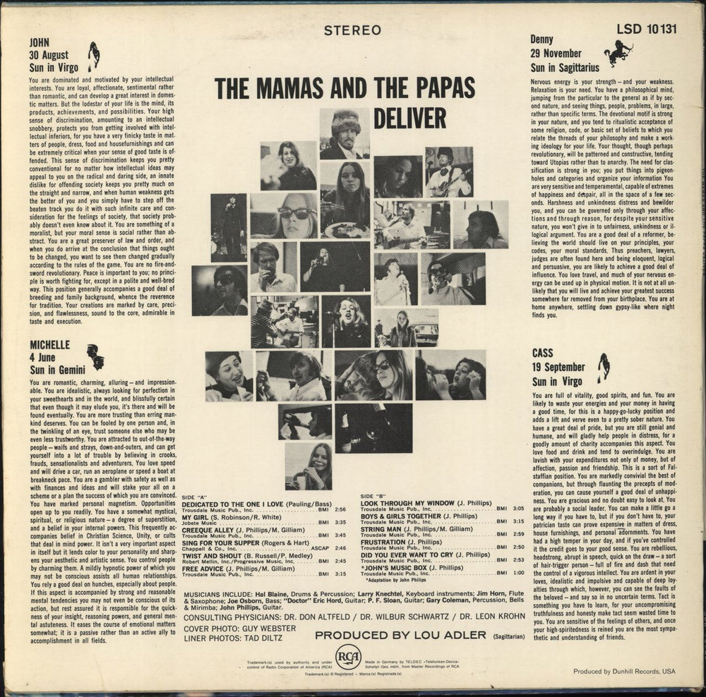 The Mama's And The Papa's Deliver German vinyl LP album (LP record)