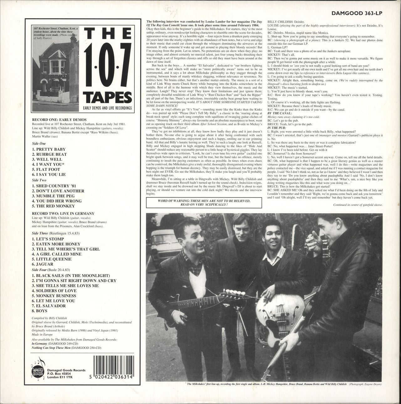 The Milkshakes The 107 Tapes: Early Demos & Live Recordings UK 2-LP vinyl record set (Double LP Album) 5020422036314
