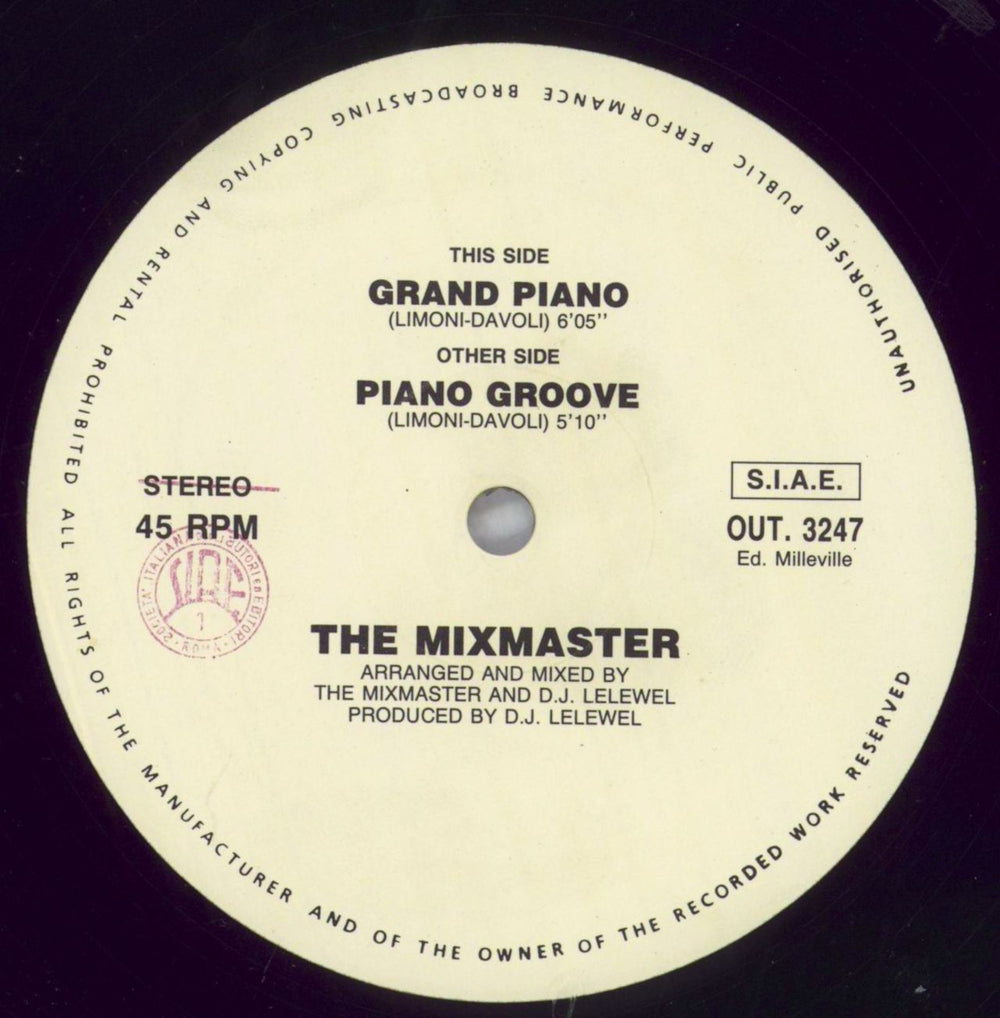 The Mixmaster Grand Piano Italian vinyl LP album (LP record) UXJLPGR827396