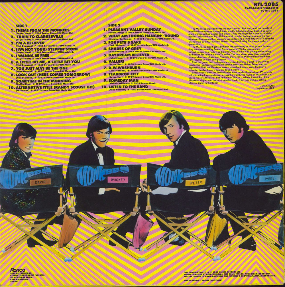 The Monkees 20 Golden Greats UK vinyl LP album (LP record)