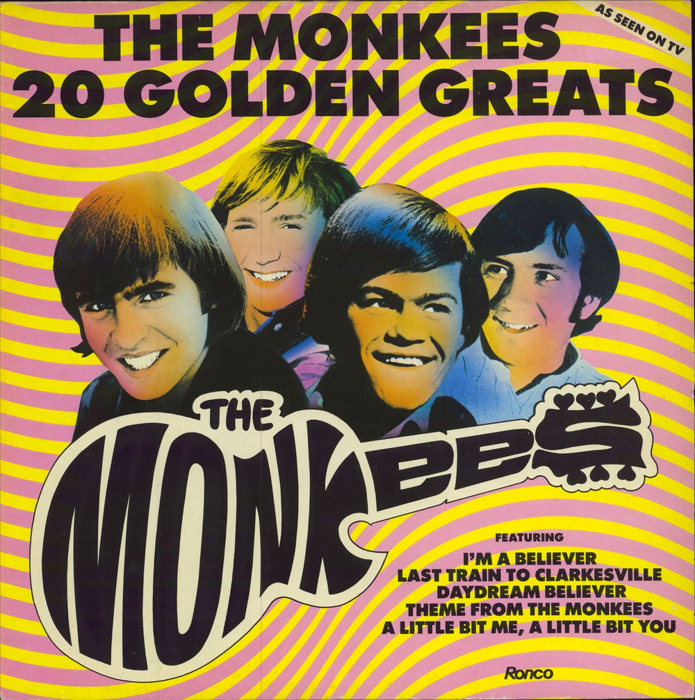 The Monkees 20 Golden Greats UK vinyl LP album (LP record) RTL2085
