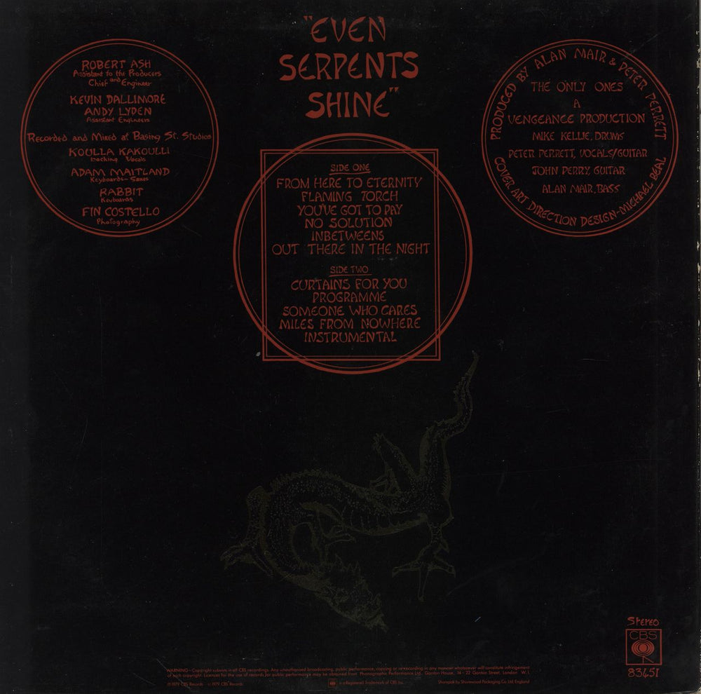 The Only Ones Even Serpents Shine - A1/B2 UK vinyl LP album (LP record)