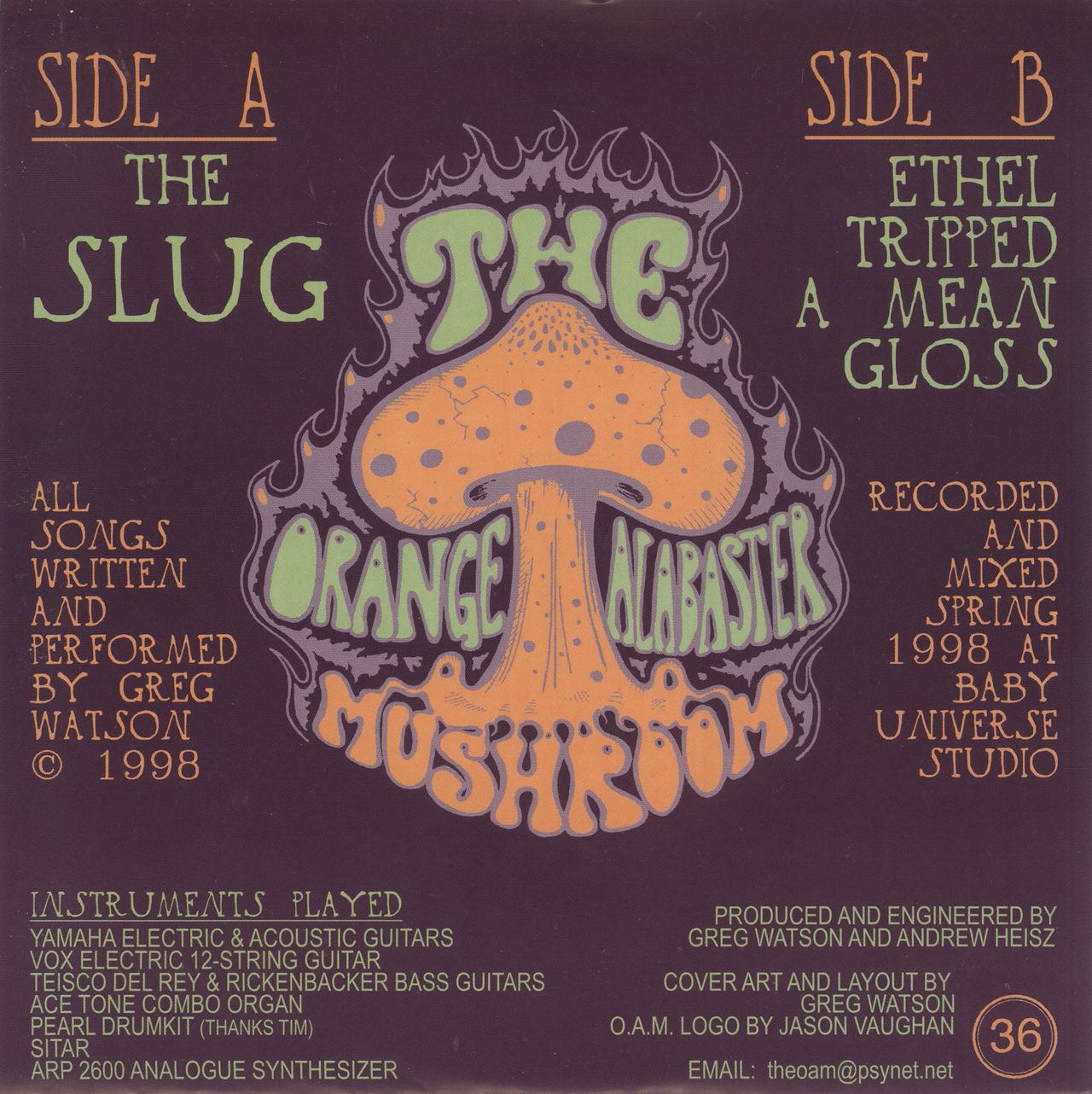 The Orange Alabaster Mushroom The Slug UK 7" vinyl single (7 inch record / 45)