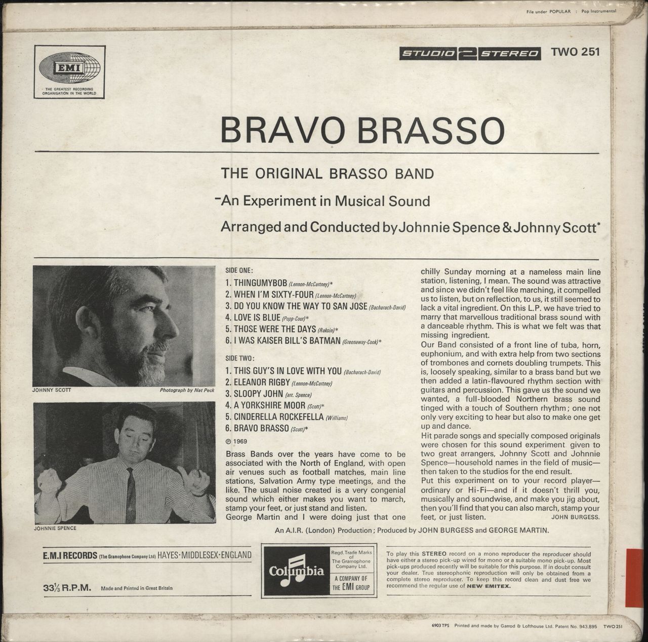 The Original Brasso Band Bravo Brasso UK vinyl LP album (LP record)