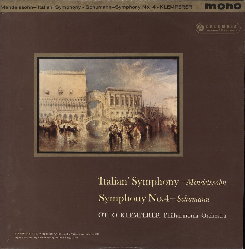 The Philharmonia Orchestra Mendelssohn: 'Italian' Symphony / Schumann: Symphony No. 4 UK vinyl LP album (LP record) 33CX1751