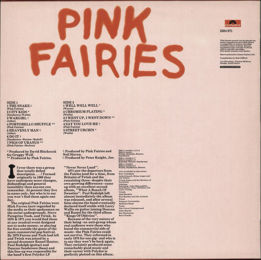 The Pink Fairies Pink Fairies - 1980s UK vinyl LP album (LP record)