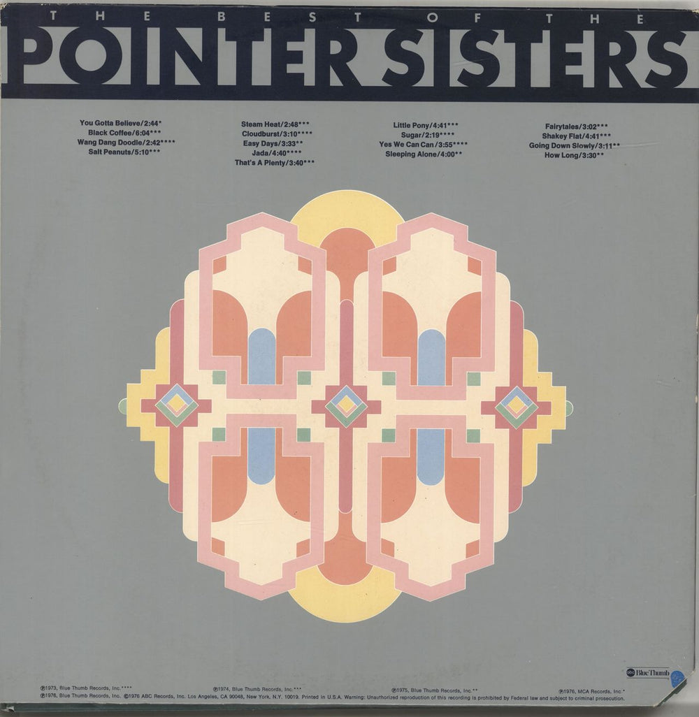 The Pointer Sisters The Best Of The Pointer Sisters US 2-LP vinyl record set (Double LP Album)