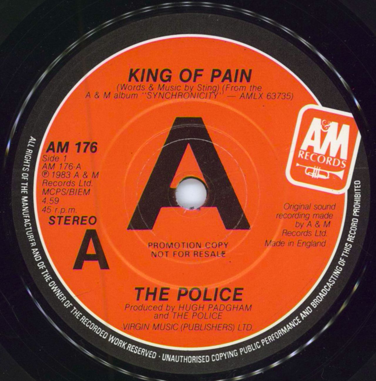 The Police King Of Pain + Sleeve UK Promo 7" vinyl single (7 inch record / 45) POL07KI786158