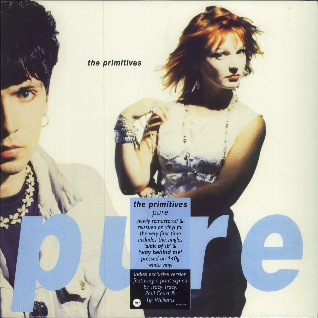 The Primitives Pure - White vinyl & Signed Print UK vinyl LP album (LP record) DEMREC946X