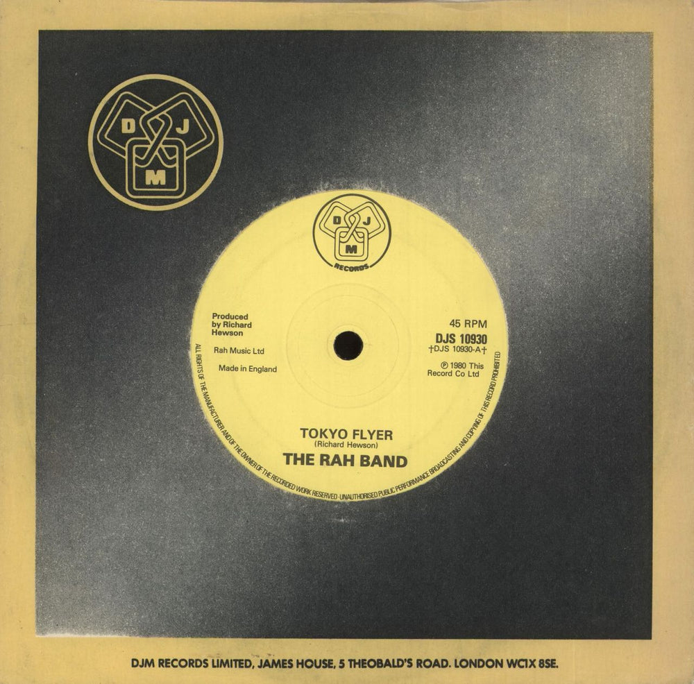 The Rah Band Tokyo Flyer UK 7" vinyl single (7 inch record / 45) DJS10930