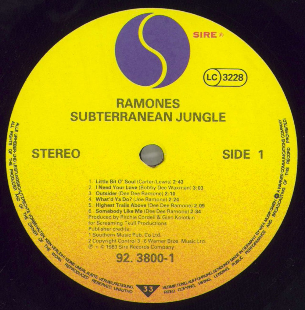 The Ramones Subterranean Jungle - EX German Promo vinyl LP album (LP record) RAMLPSU822478