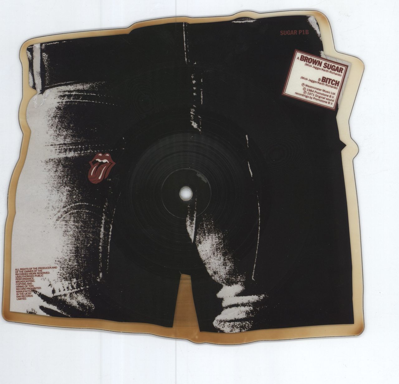 The Rolling Stones Brown Sugar - Tea-stained UK shaped picture disc (picture disc vinyl record)