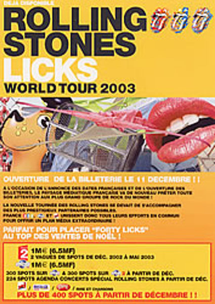 The Rolling Stones Deja Disponible Rolling Stones Licks World Tour 2003  French Handbill