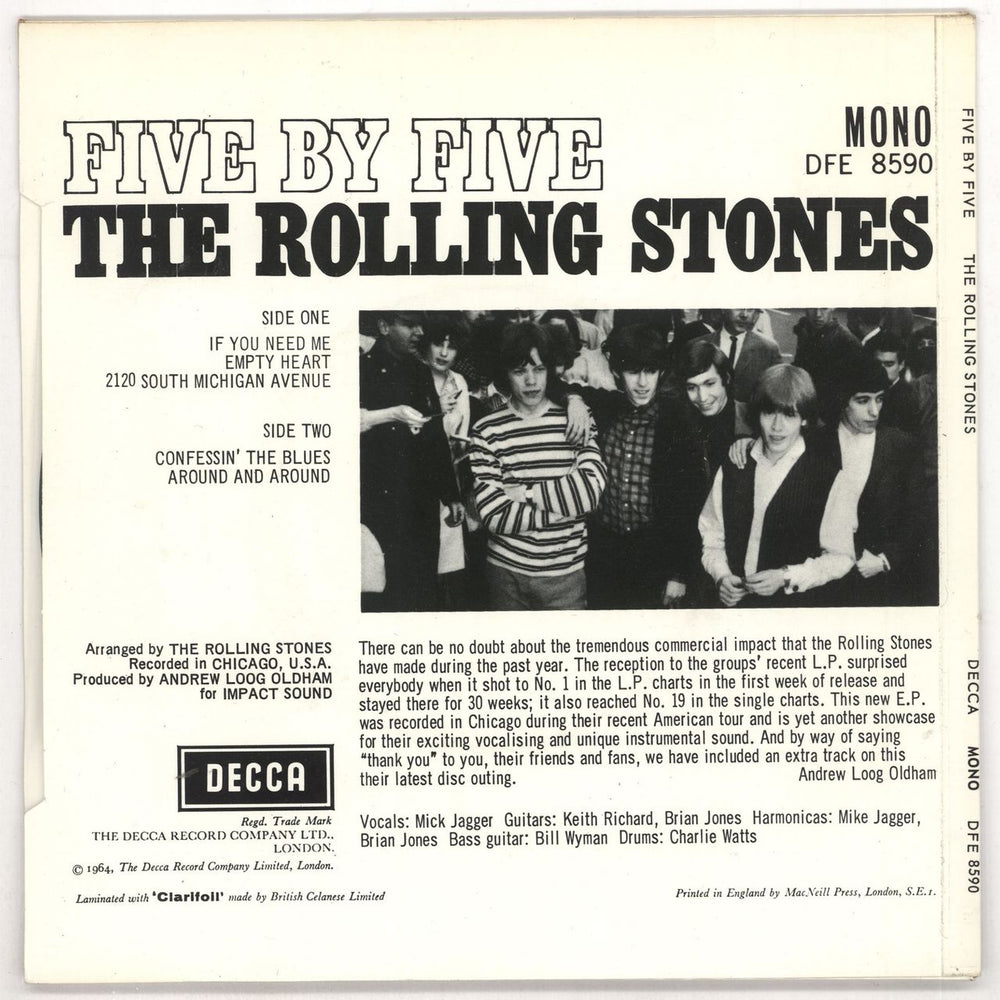 The Rolling Stones Five By Five EP - 2nd - EX UK 7" vinyl single (7 inch record / 45) ROL07FI724208