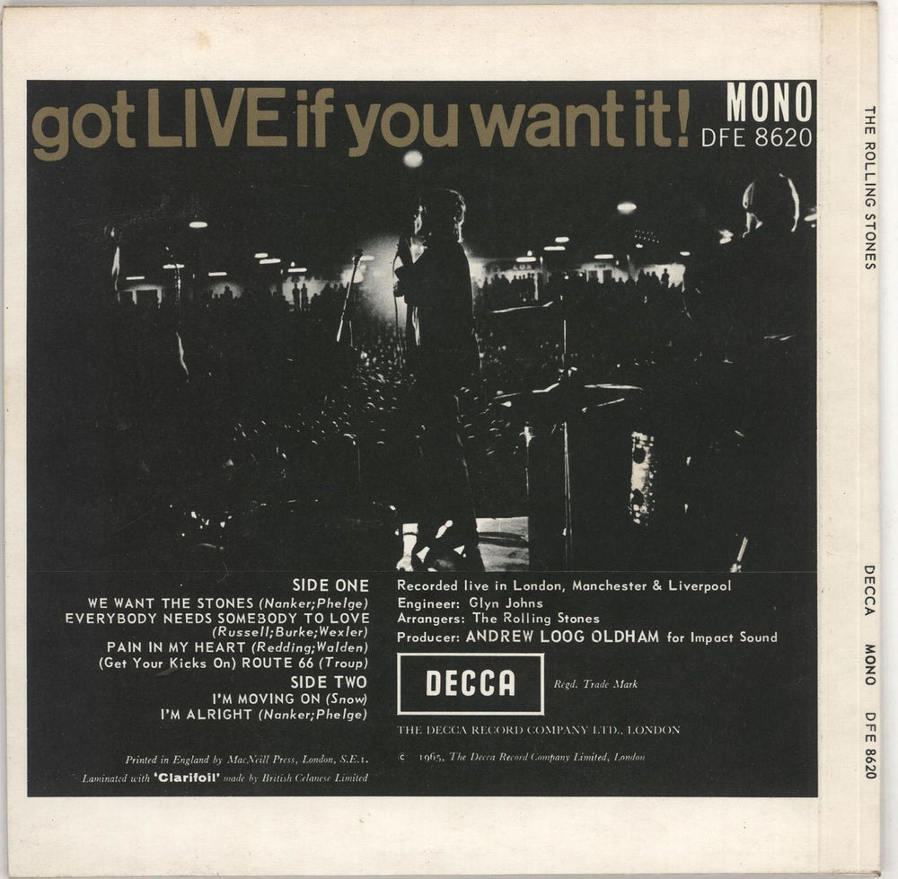 The Rolling Stones Got Live If You Want It EP - 1970 UK 7" vinyl single (7 inch record / 45) ROL07GO724207
