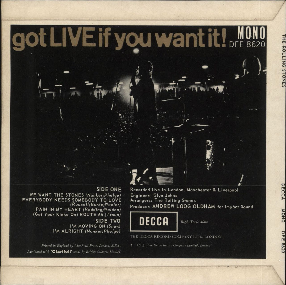 The Rolling Stones Got Live If You Want It EP - 1st - VG UK 7" vinyl single (7 inch record / 45)