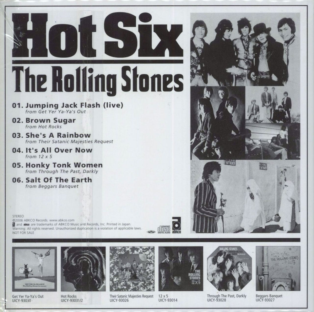 The Rolling Stones Hot Six Sampler Japanese Promo Cd Single —