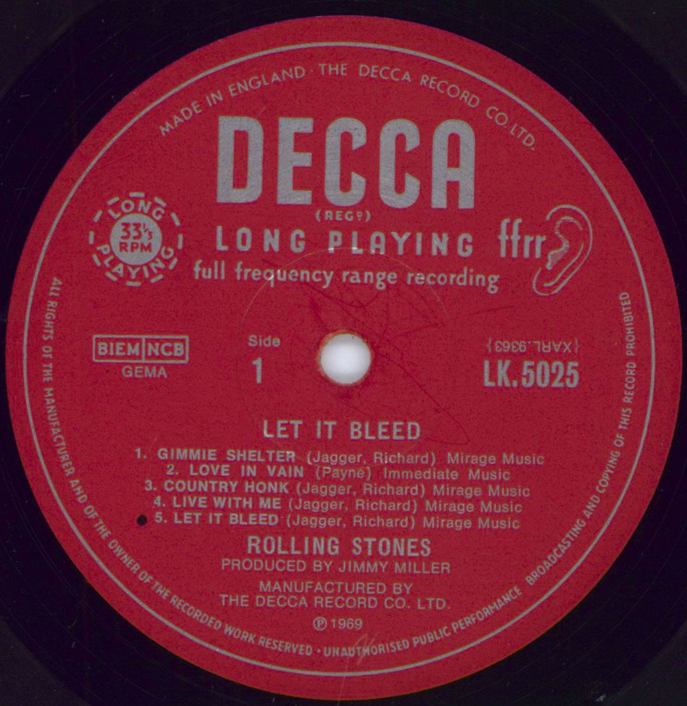 The Rolling Stones Let It Bleed - 1st - 1st Label Design UK vinyl LP album (LP record) ROLLPLE798379