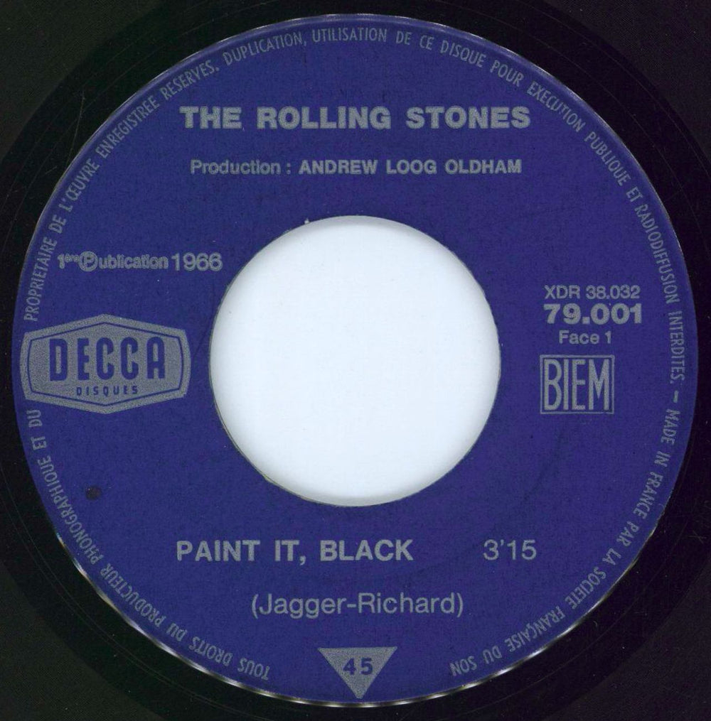 The Rolling Stones Paint It Black - Hexagonal Logo Label French 7" vinyl single (7 inch record / 45) ROL07PA102970