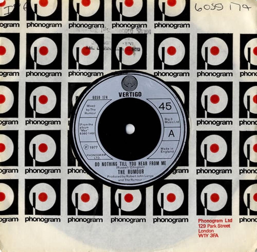 The Rumour Do Nothing Till You Hear From Me UK 7" vinyl single (7 inch record / 45) 6059174