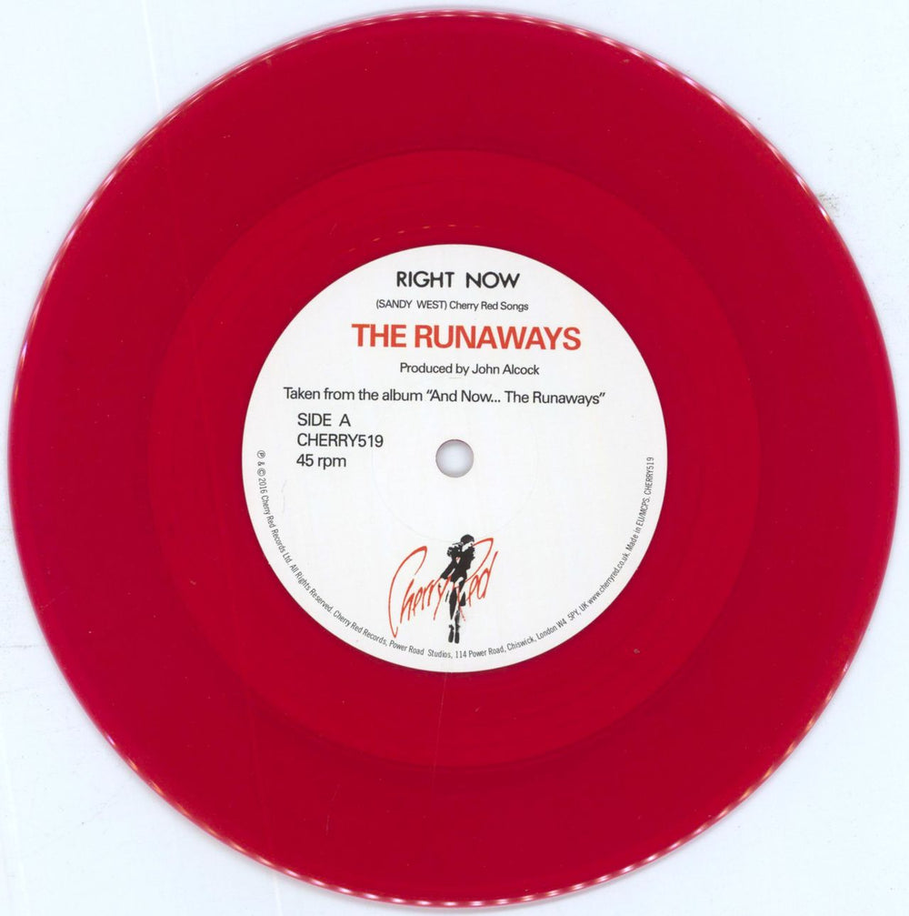 The Runaways Right Now / Black Leather - Red vinyl UK 7