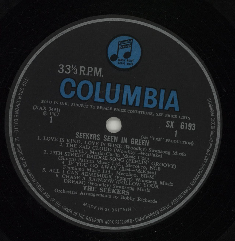 The Seekers Seen In Green - VG UK vinyl LP album (LP record) SEKLPSE588436