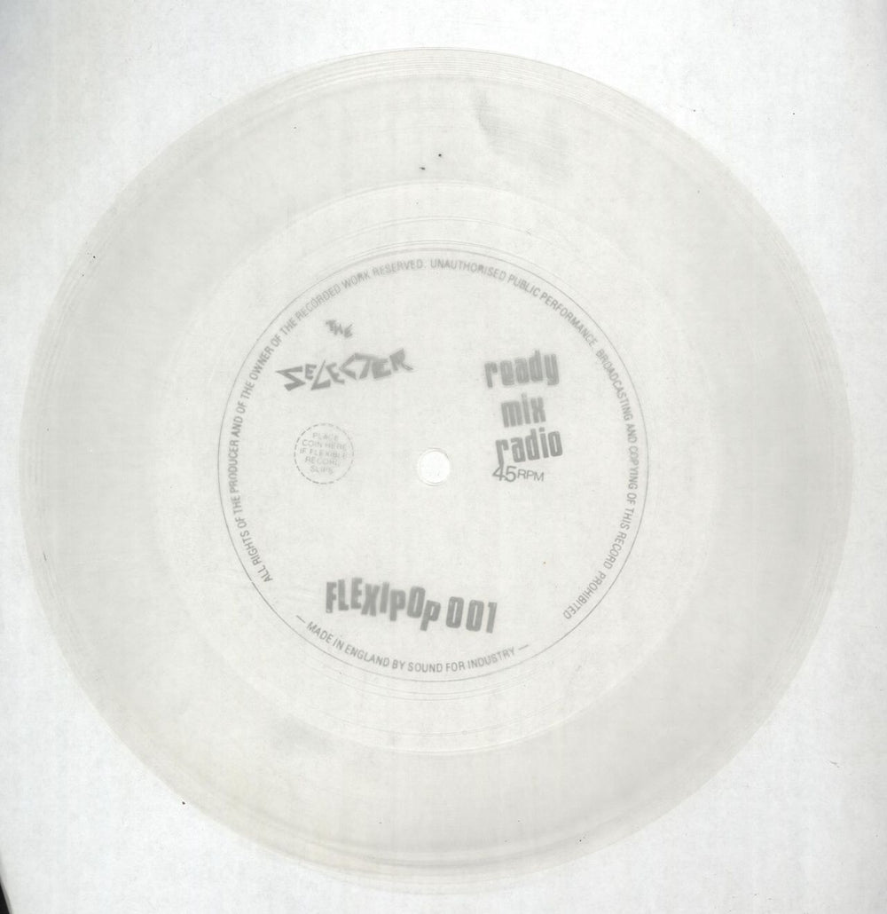 The Selecter Ready Mix Radio - Clear Flexi UK 7" vinyl single (7 inch record / 45) FLEXIPOP001