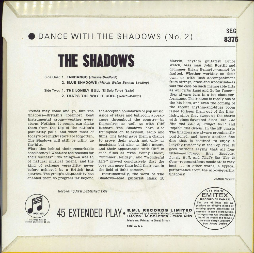 The Shadows Dance With The Shadows No.2 UK 7" vinyl single (7 inch record / 45)