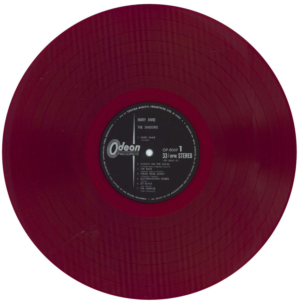 The Shadows Mary Anne - Red Vinyl Japanese vinyl LP album (LP record)
