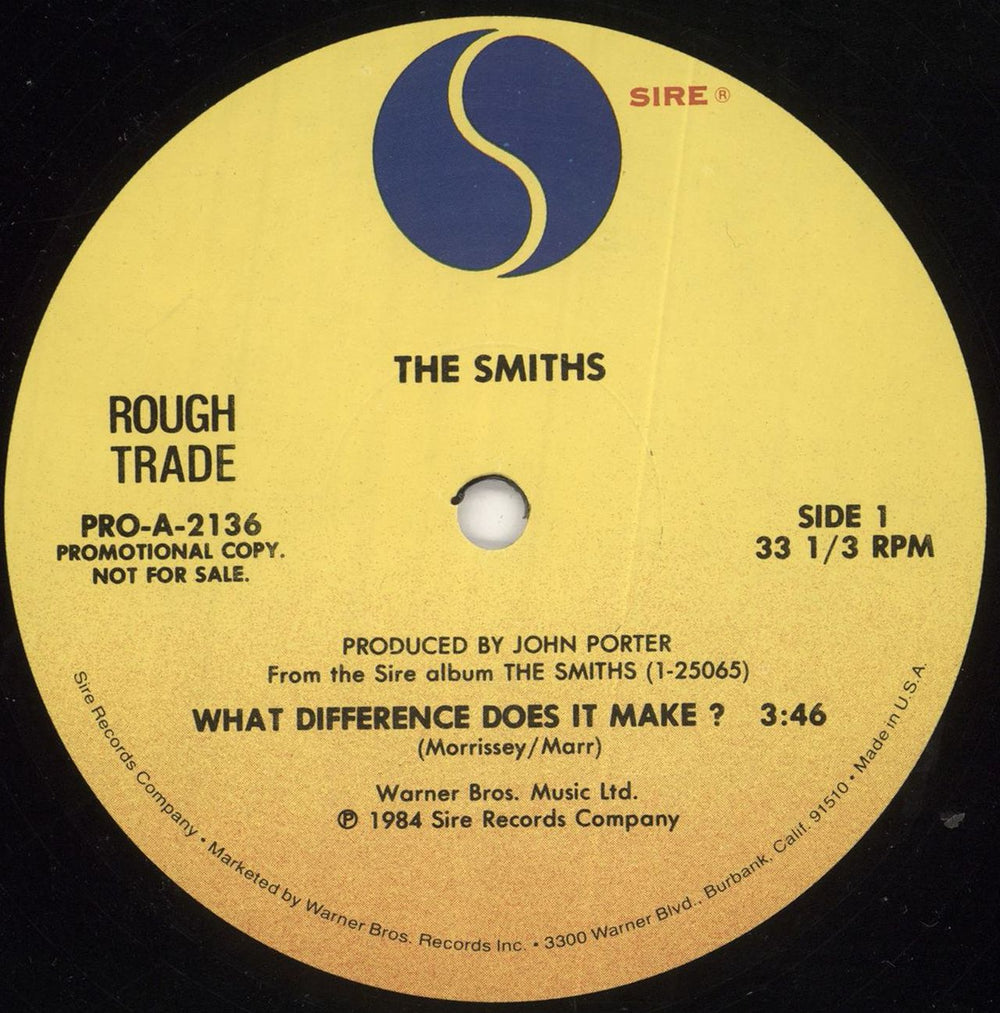 The Smiths What Difference Does It Make US Promo 12" vinyl single (12 inch record / Maxi-single) SMI12WH20515