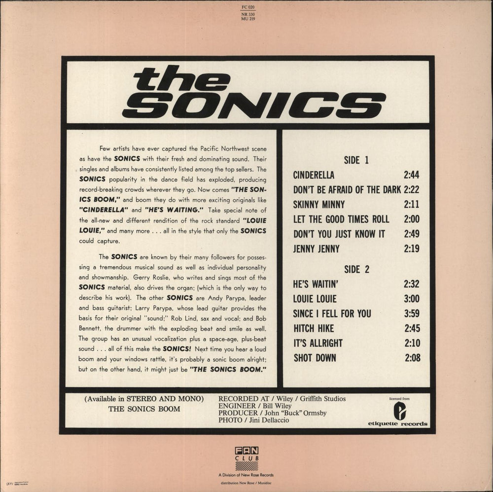 The Sonics Boom French vinyl LP album (LP record)