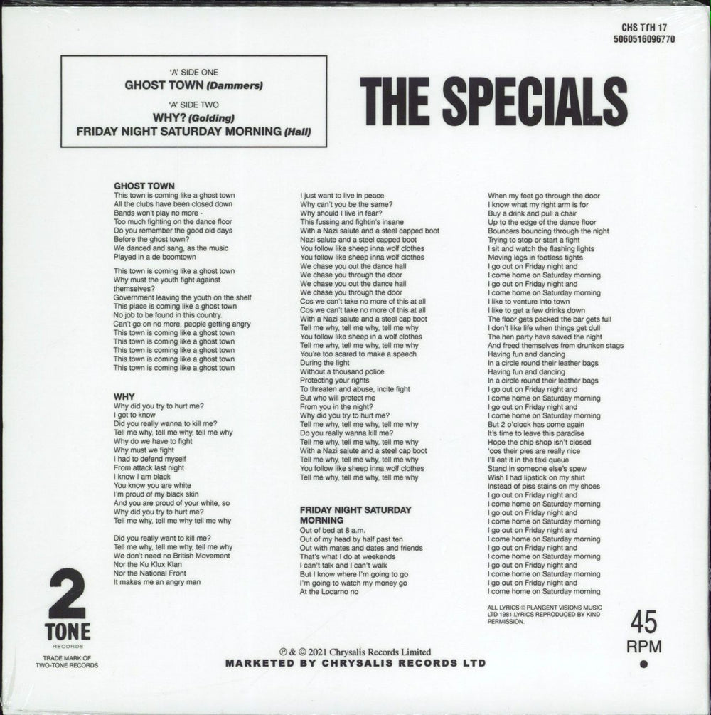 The Specials Ghost Town - 40th Anniversary Edition - Half Speed Mastered - Sealed UK 7" vinyl single (7 inch record / 45) 5060516096770