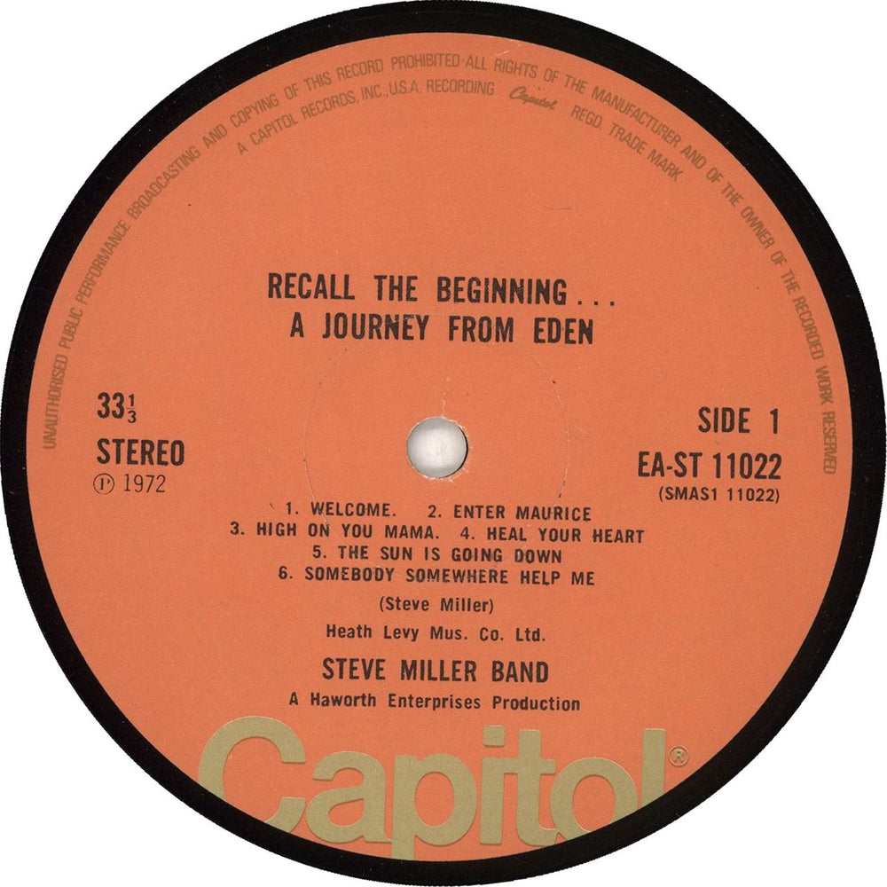 The Steve Miller Band Recall The Beginning - 1st UK vinyl LP album (LP record)