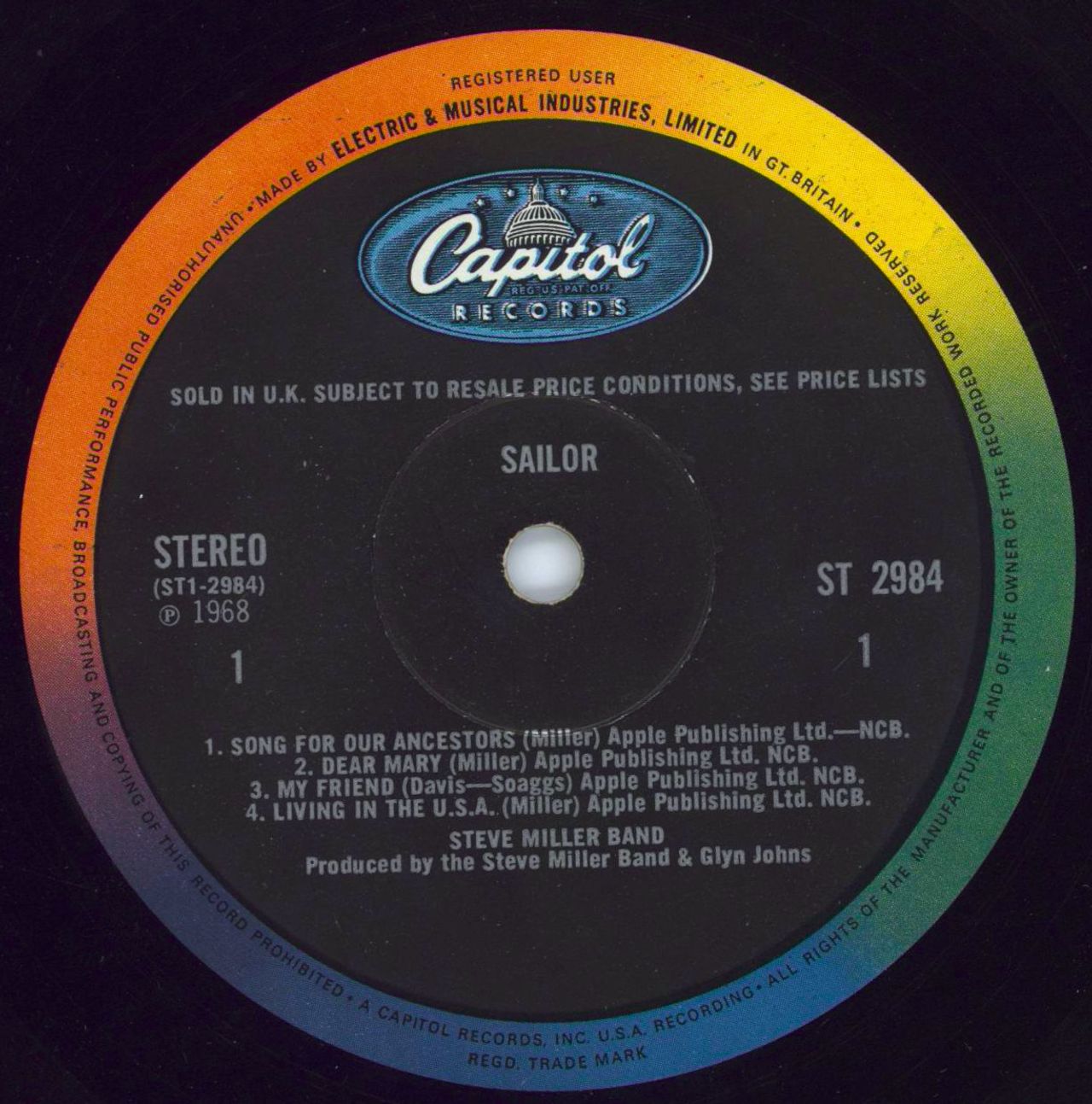 The Steve Miller Band Sailor - 1st UK Vinyl LP — RareVinyl.com