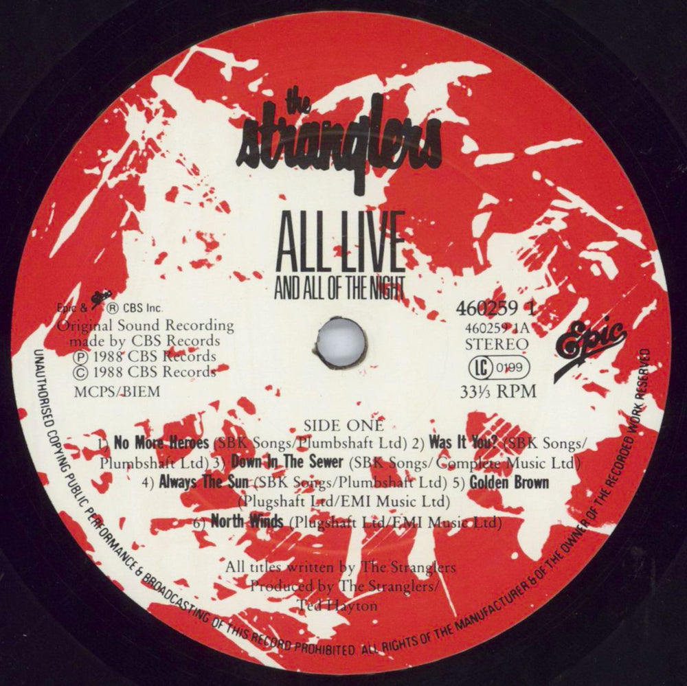 The Stranglers All Live And All Of The Night - 1st UK vinyl LP album (LP record) STRLPAL819309