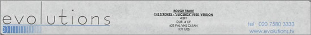 The Strokes Juicebox - The Fuse Version UK Promo video (VHS or PAL or NTSC) PROMO VIDEO