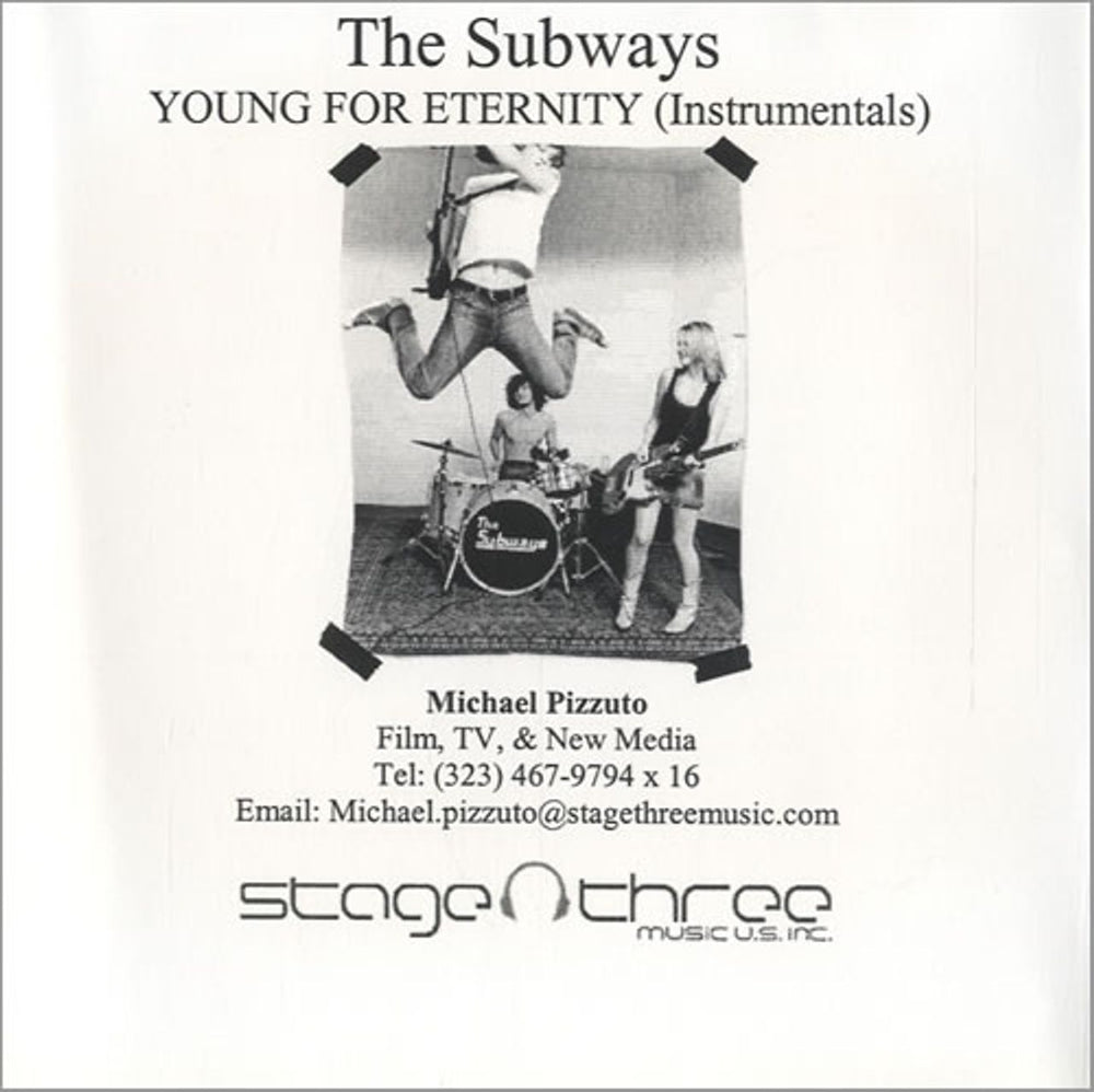 The Subways Young For Eternity - Instrumentals US Promo CD-R acetate CD-R ACETATE