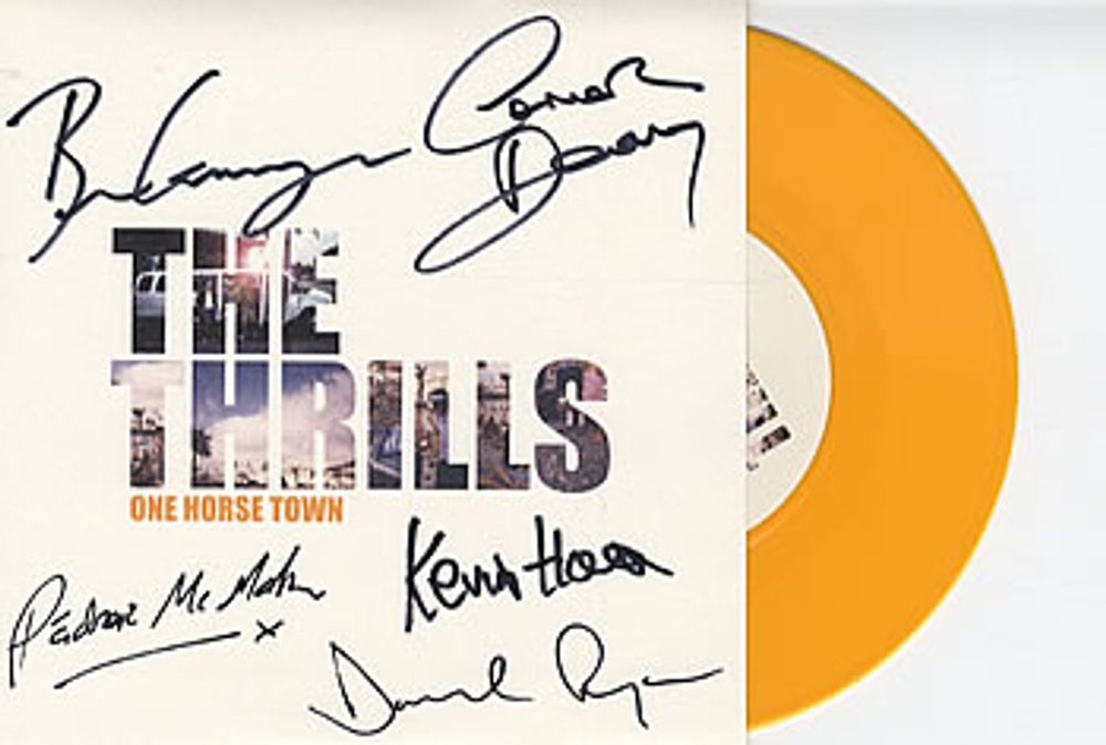 The Thrills One Horse Town - Yellow Vinyl + Autographed UK 7" vinyl single (7 inch record / 45) VS1845