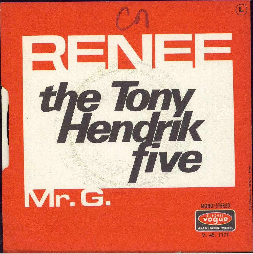 The Tony Hendrik Five Renee + Sleeve French 7" vinyl single (7 inch record / 45)
