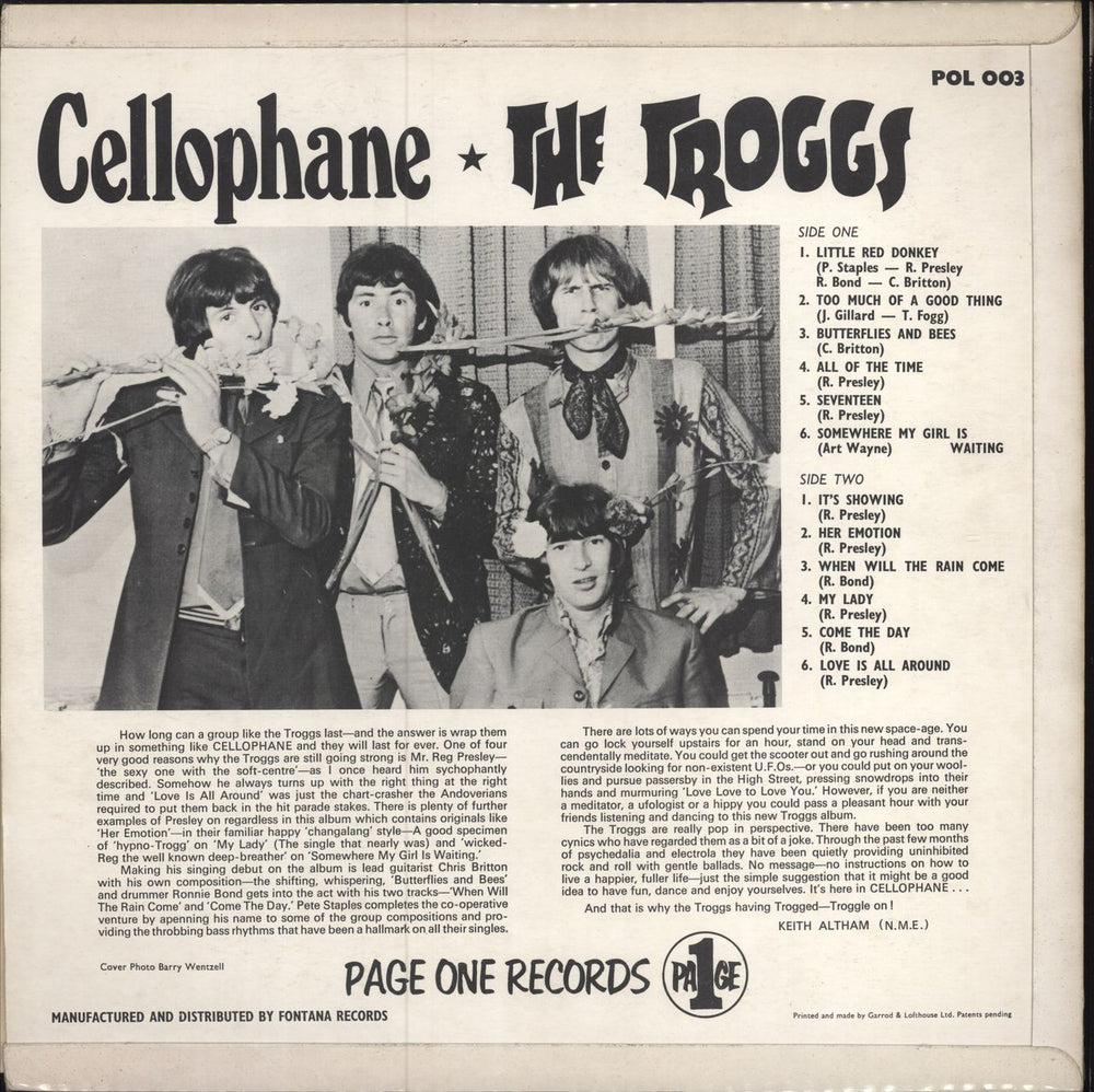 The Troggs Cellophane - 1st - Mono UK vinyl LP album (LP record) TRGLPCE510424