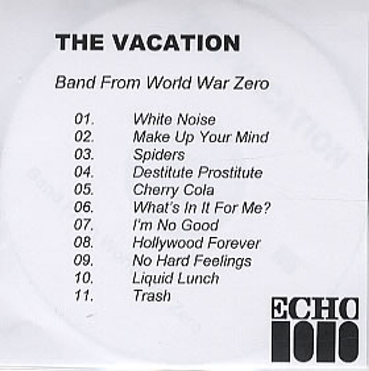 The Vacation Band From World War Zero UK Promo CD-R acetate CD-R ACETATE