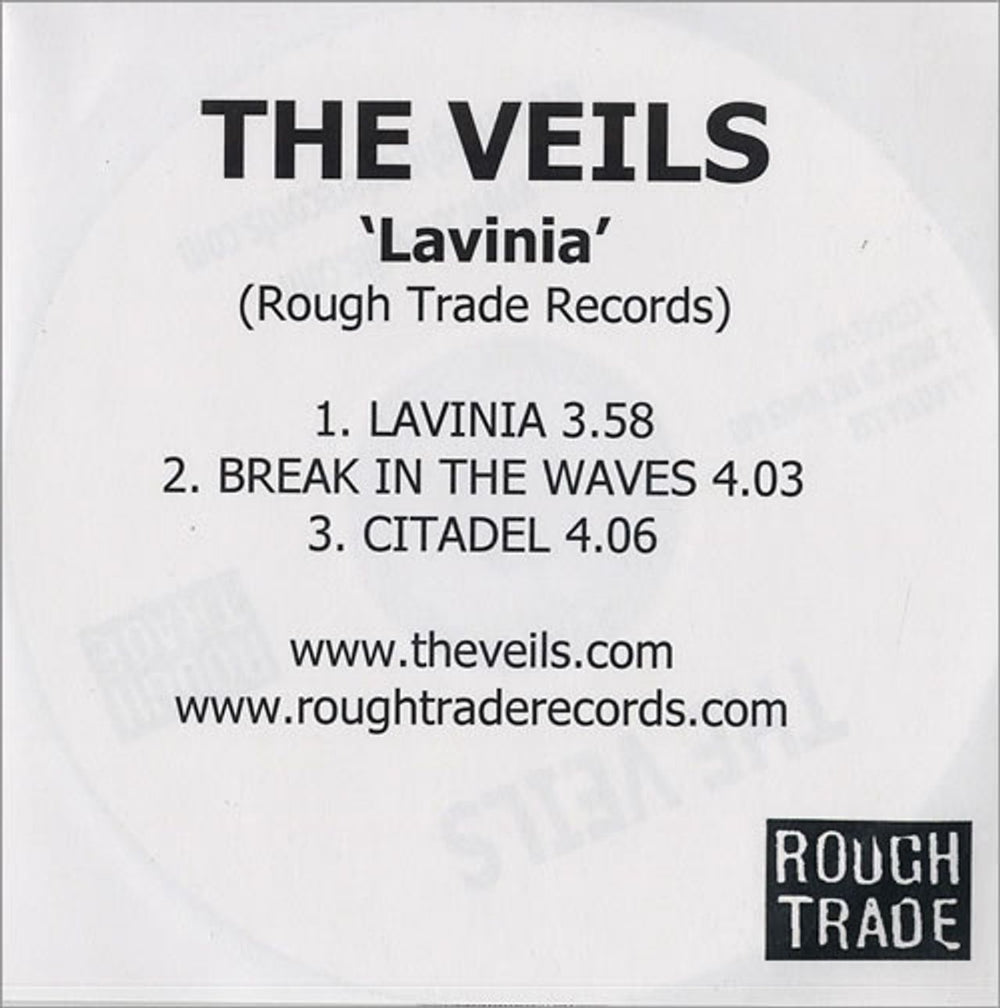 The Veils Lavinia UK Promo CD-R acetate CD-R ACETATE