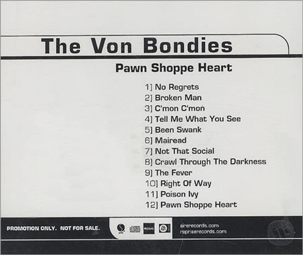 The Von Bondies Pawn Shoppe Heart US Promo CD album (CDLP) 2A-48549-M