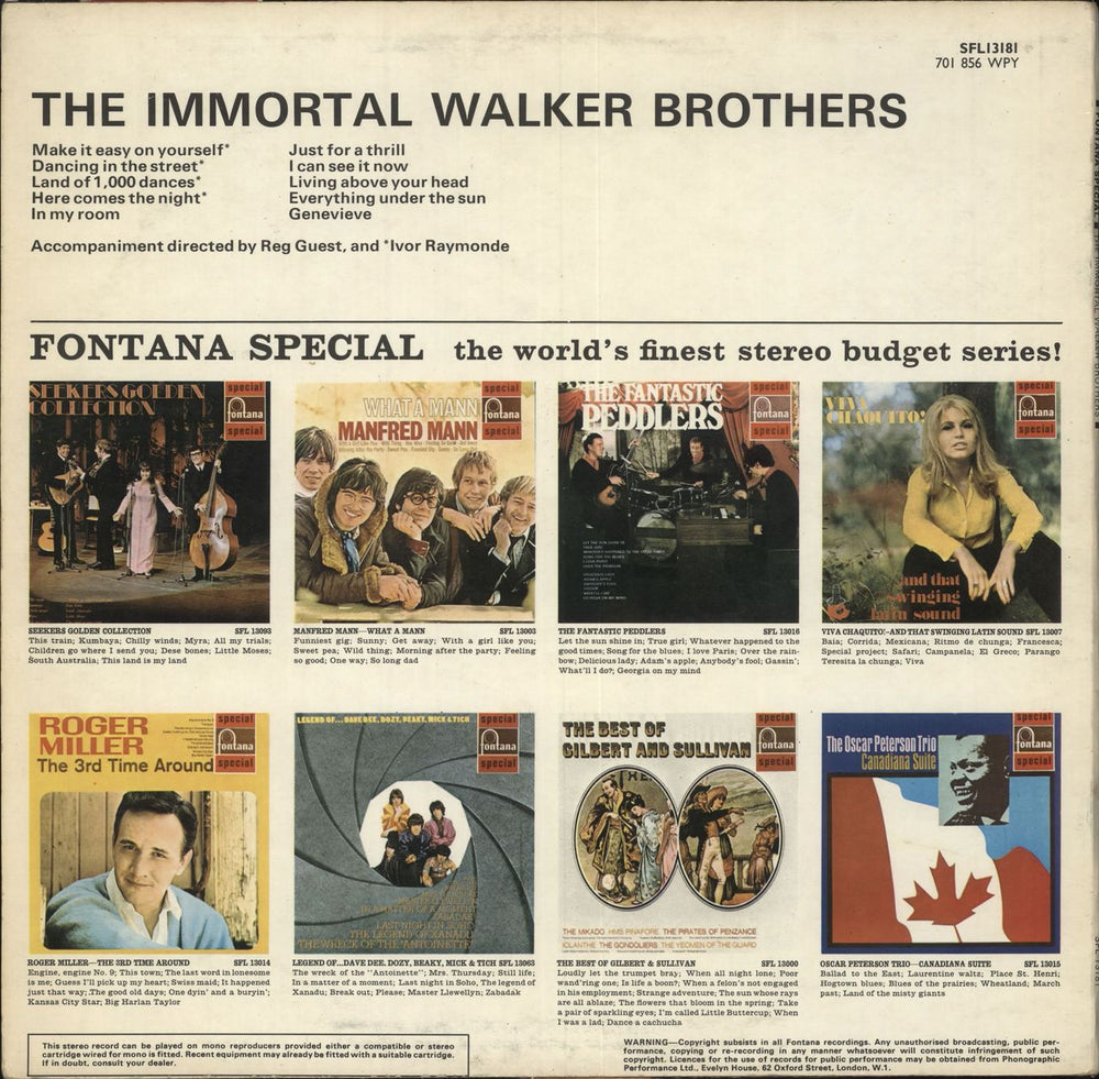 The Walker Brothers The Immortal Walker Brothers - EX UK vinyl LP album (LP record)