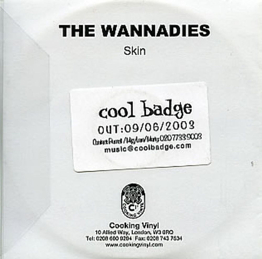 The Wannadies Skin UK Promo CD-R acetate CDR ACETATE