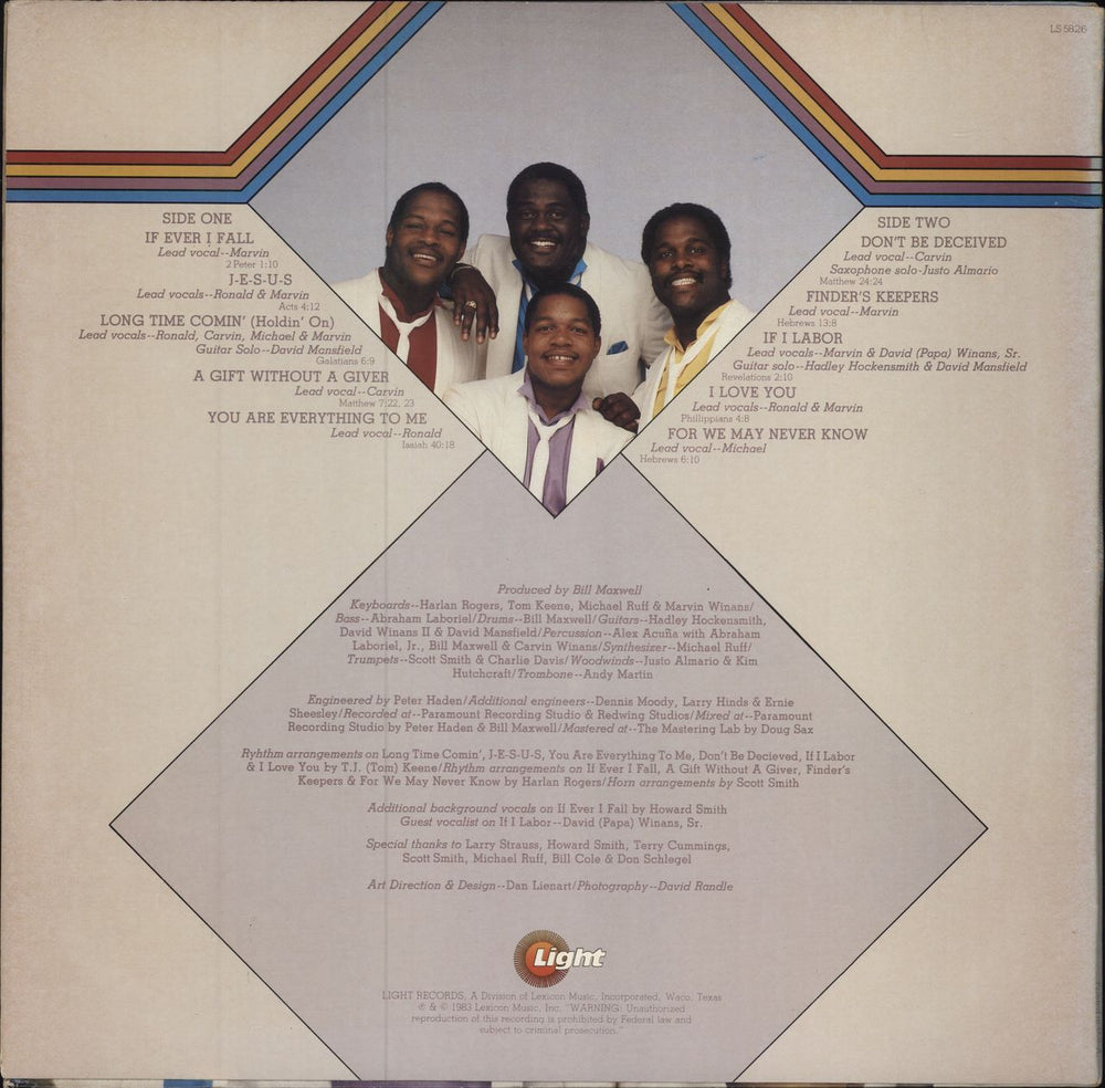 The Winans Long Time Comin' US vinyl LP album (LP record)