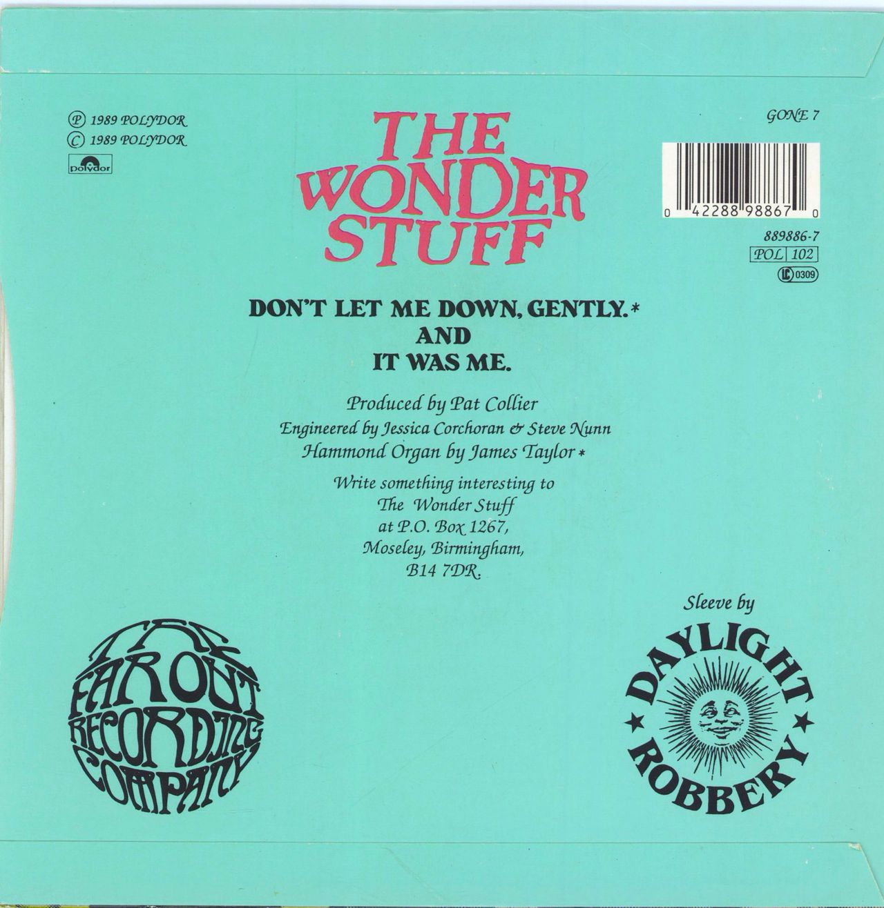 The Wonder Stuff Don't Let Me Down Gently - Double Sleeve + Sticker UK 7" vinyl single (7 inch record / 45) 042288988670